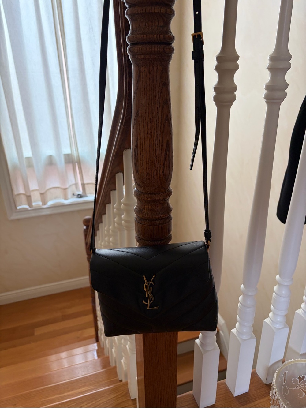 YSL Toy Lou Lou Saint Laurent Black Quilted Leather Crossbody with Gold YSL Logo - Picture 8 of 8